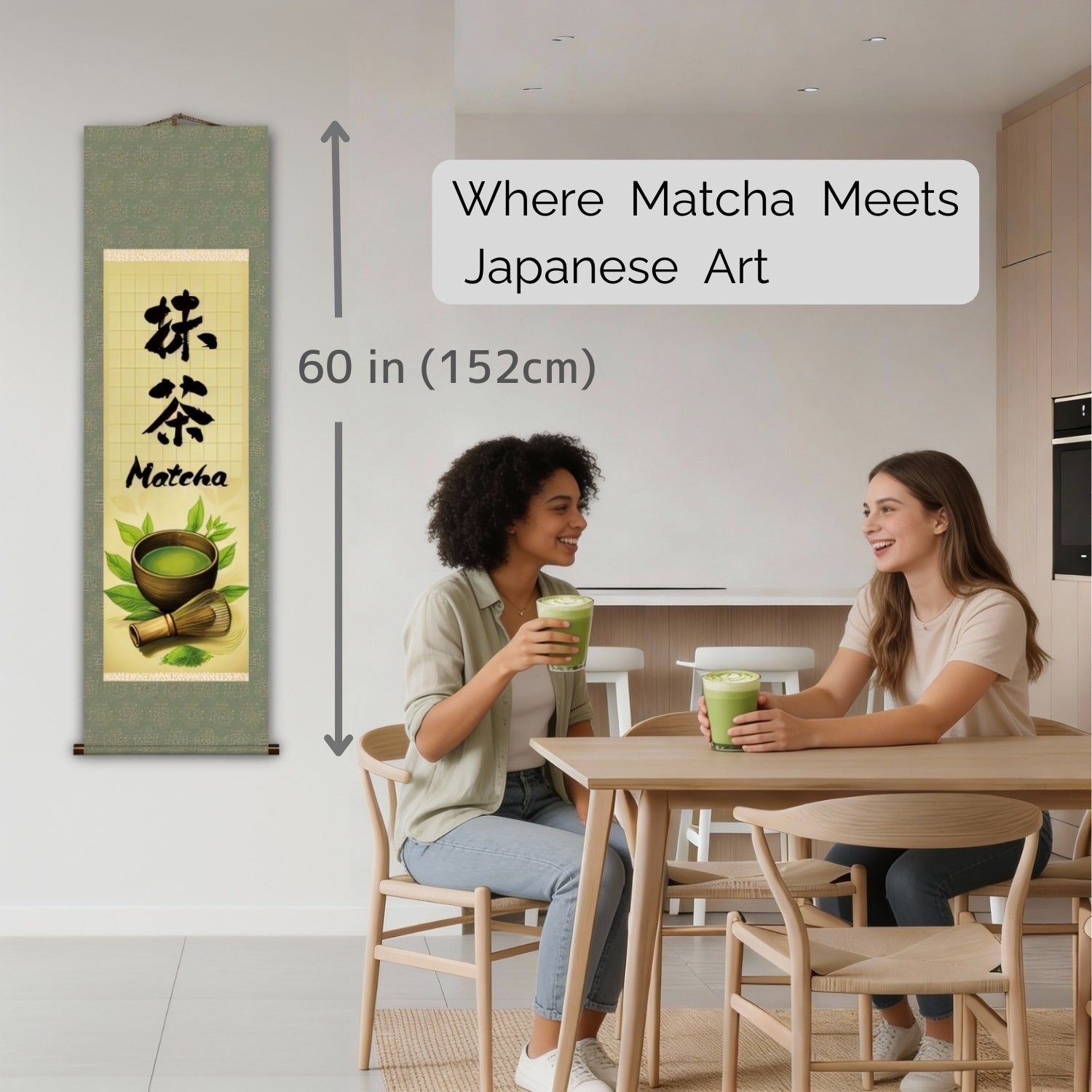 Pergamino japonés Kakemono de Matcha – Batidor de Matcha y ceremonia del té