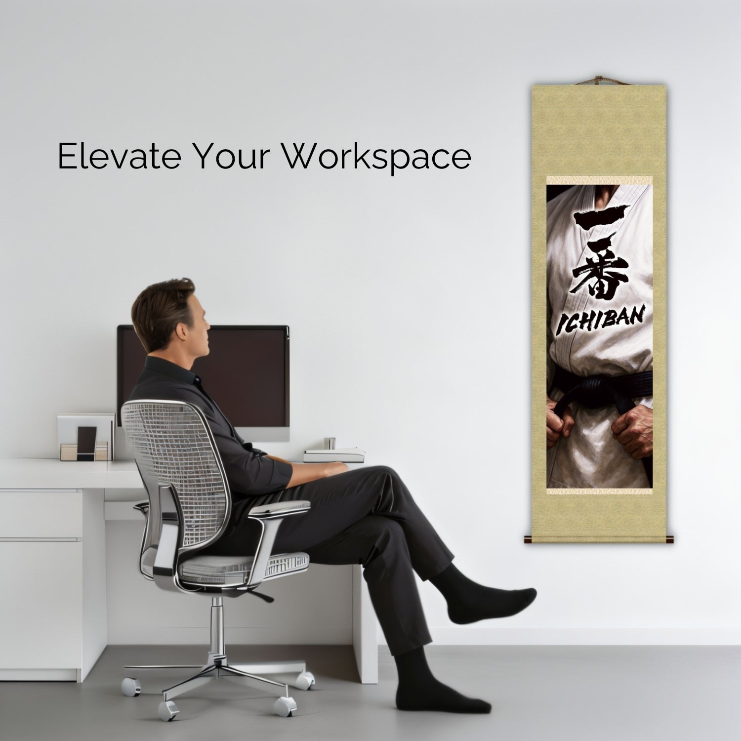 Artes Marciales Japonesas Ichiban Kakemono Póster de Pared – Espíritu de Cinturón Negro 