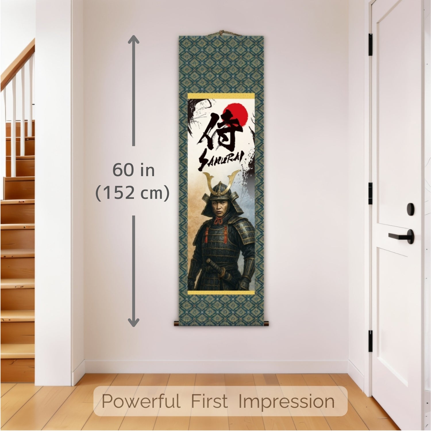 Kakemono mural de samouraï japonais – Samouraï debout en armure 