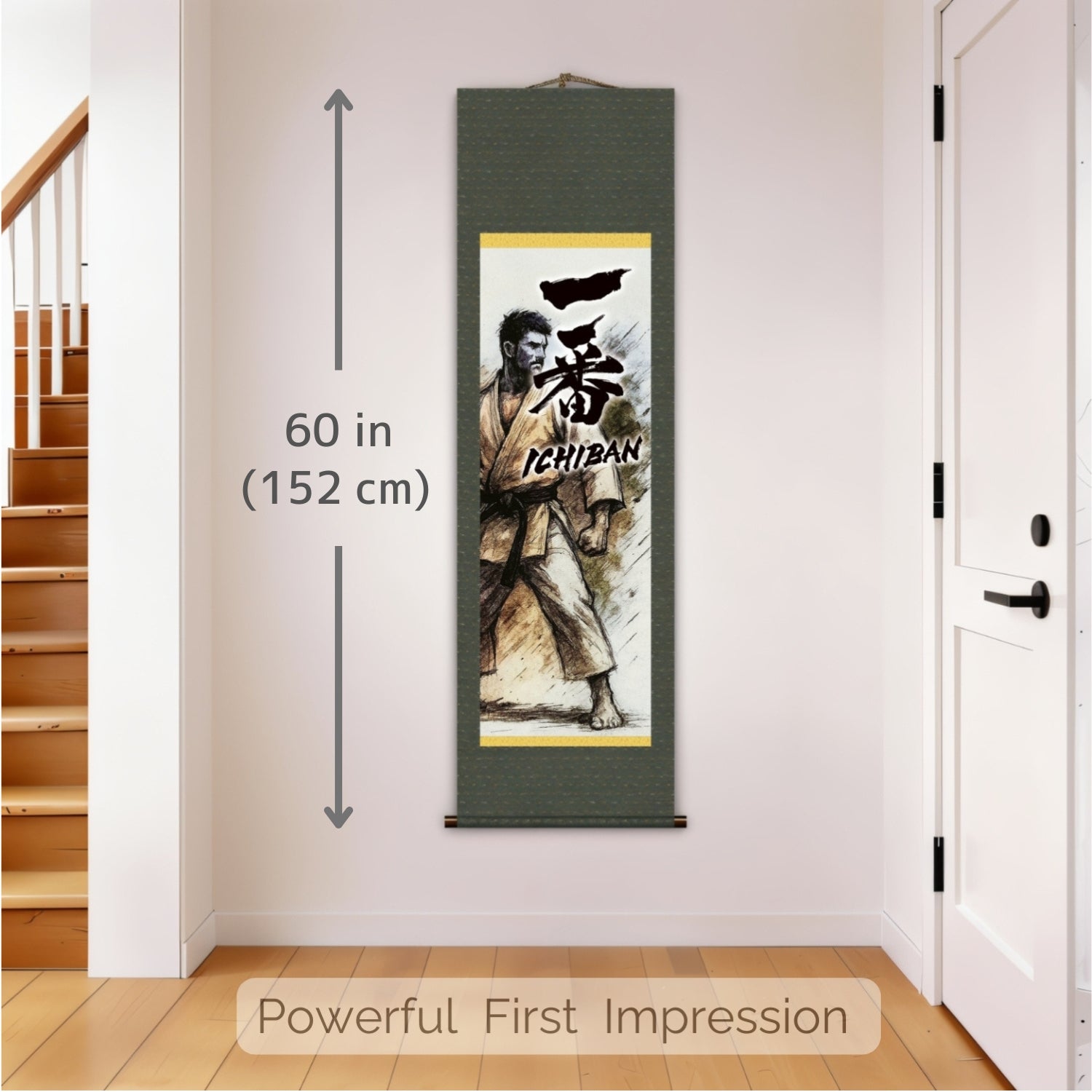 Japanese Martial Arts Ichiban Kakemono Wall Scroll – Black Belt Illustration