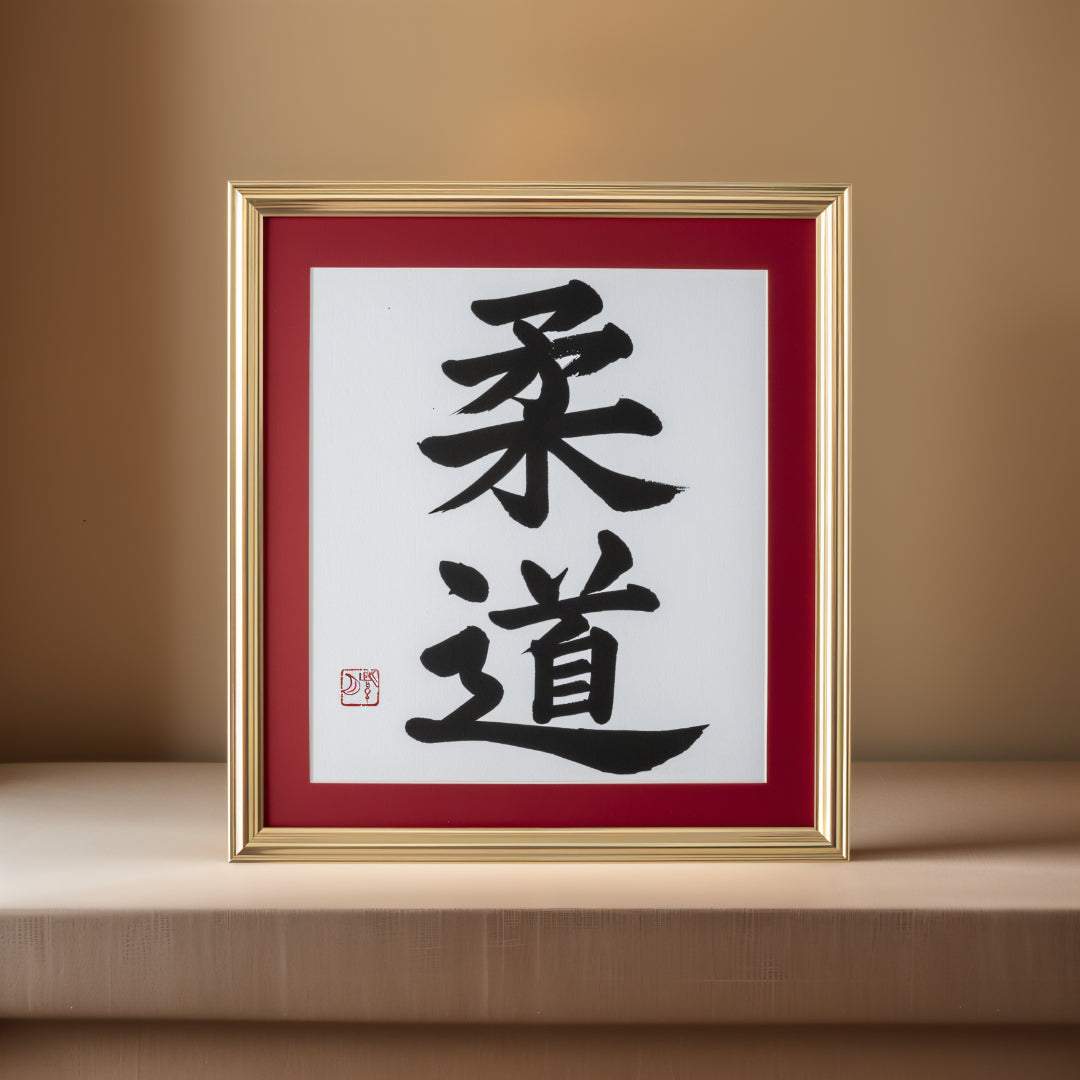 柔道 Judo - Trabajo de arte de caligrafía enmarcada
