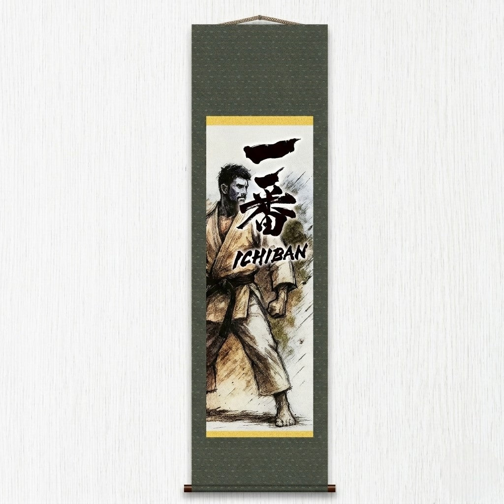 Arte Marcial Japonés Ichiban Kakemono Póster de Pared – Ilustración de Cinturón Negro 